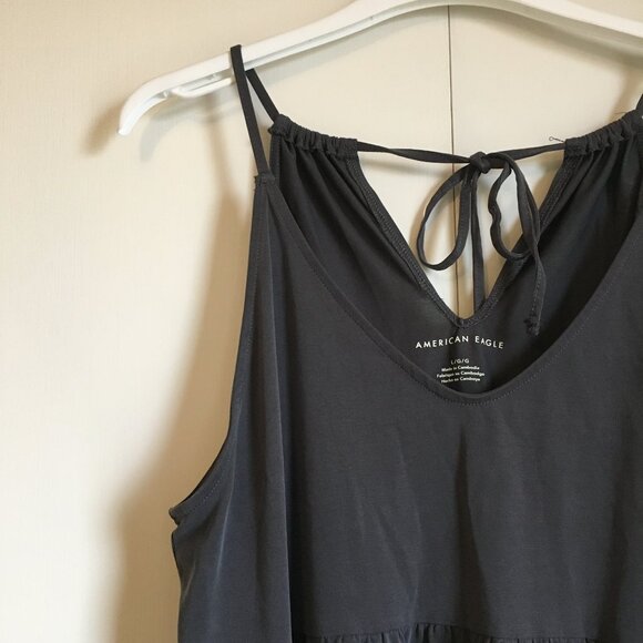 American Eagle Outfitter Graphite Grey Soft Baby Doll Style Tie Up Tank - Picture 4 of 14